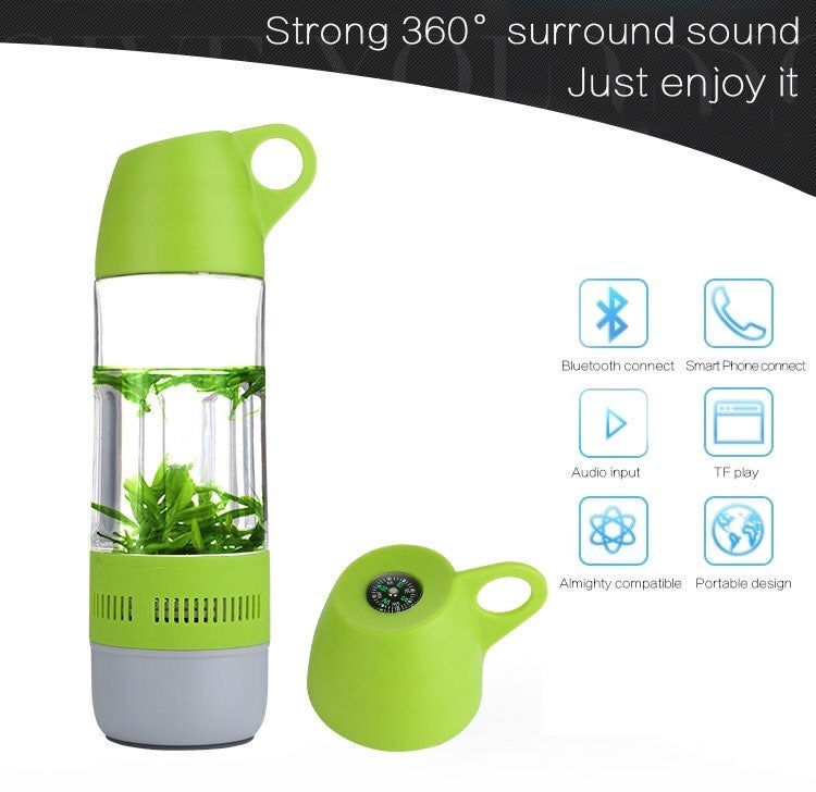 Sport Water Bottle BT Speaker Green