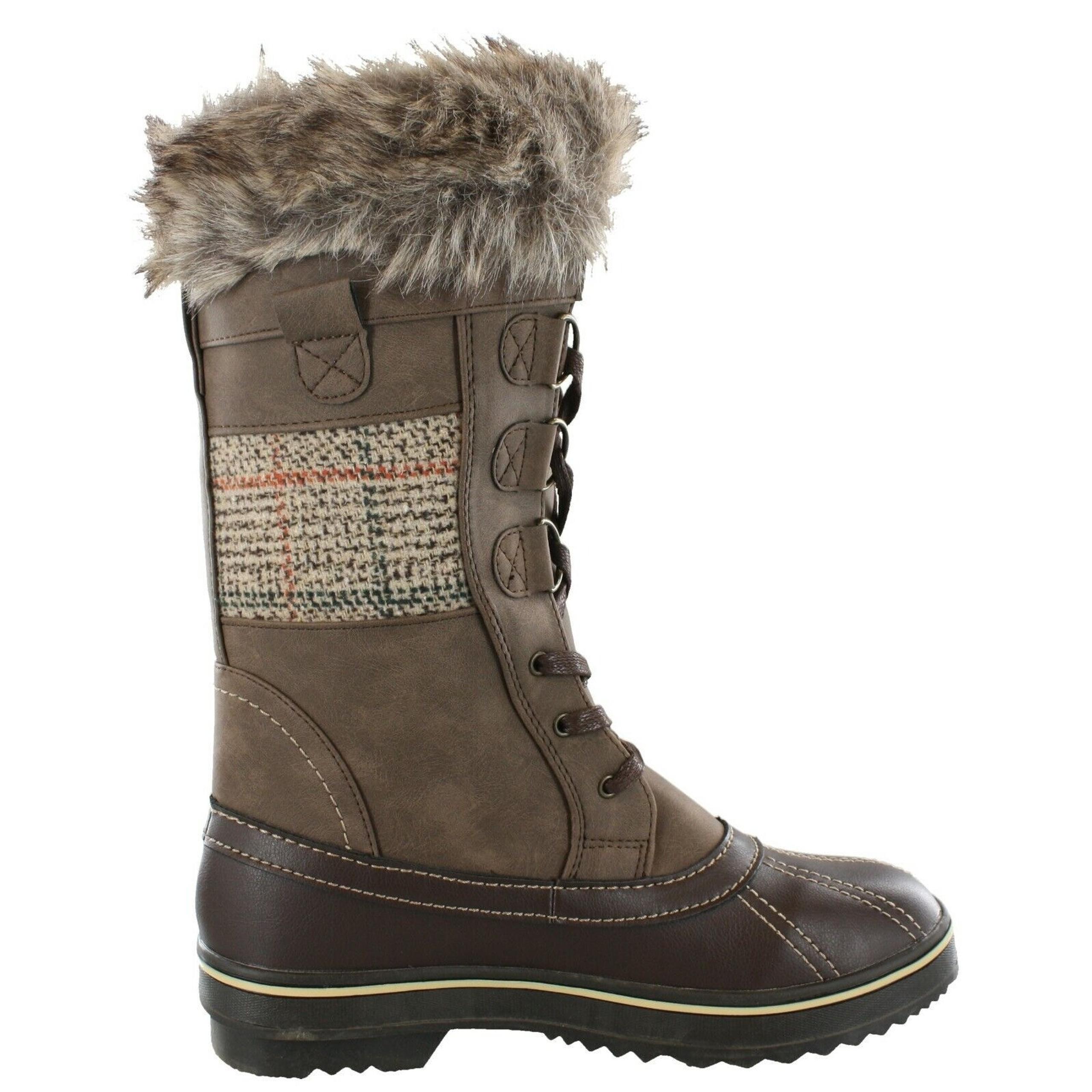 Northside Womens Bishop Winter Boots 11 Brown Lace Up Faux Fur Trim NWOB