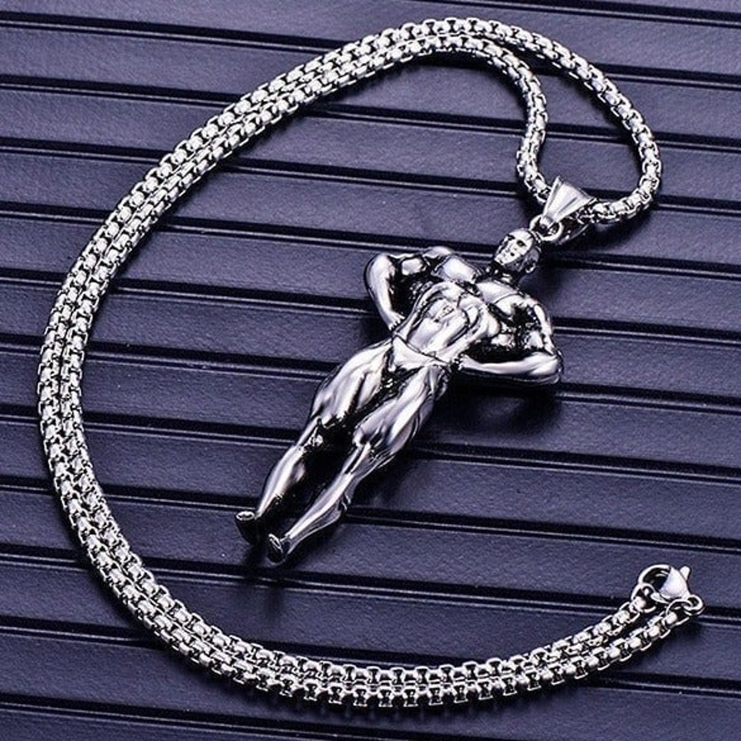 Retro surgical fitness muscle pendant necklace for women/men, N90201P184