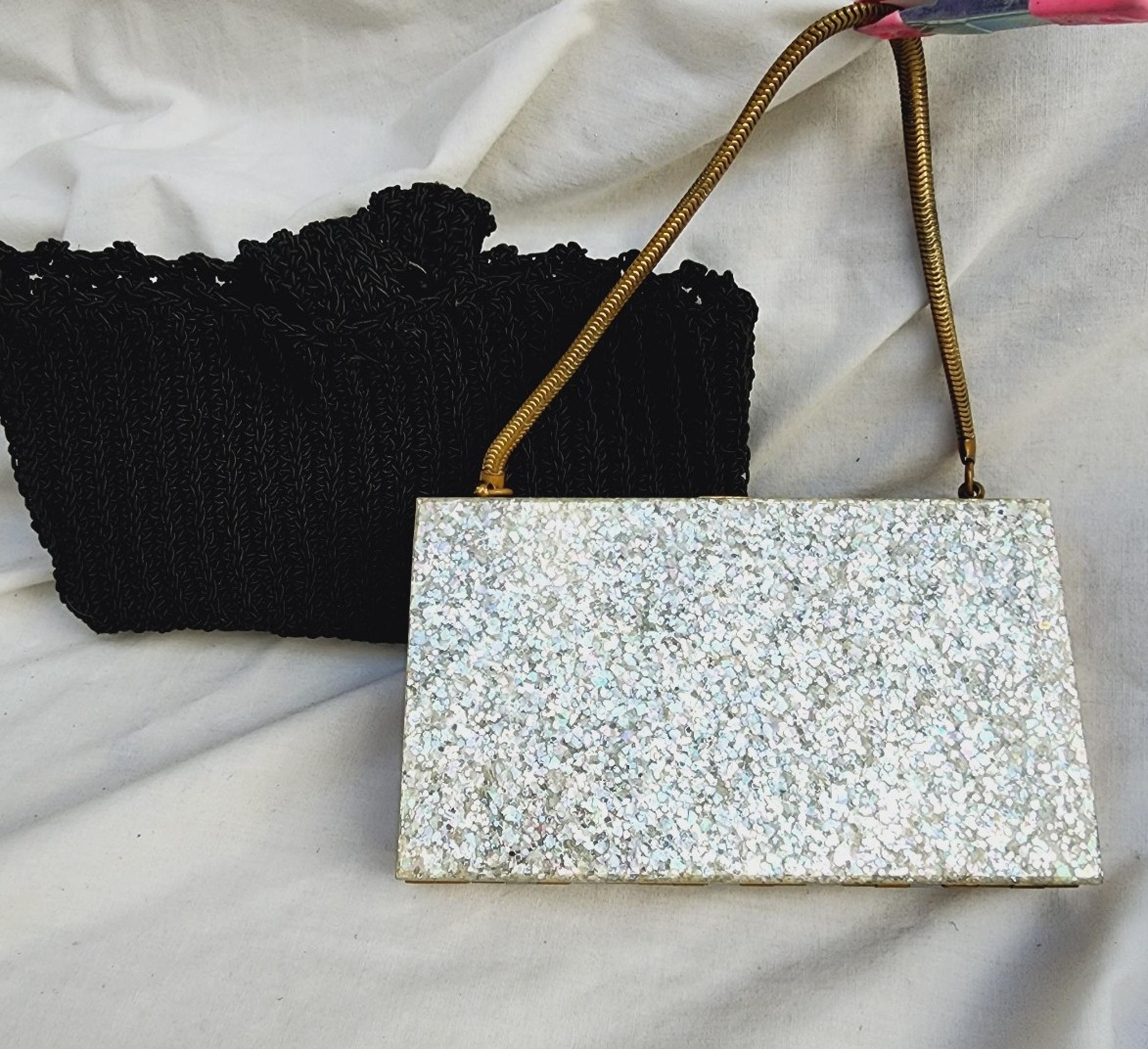 Vintage Lucite confetti clutch