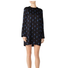 Equipment Anjelisa Mini Shift Dress XS Crew Long Sleeve Keyhole Lightning Bolt