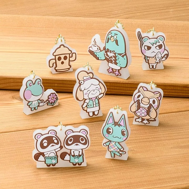 Nintendo Tokyo Standing Rubber Strap Keychain Set (8) Animal Crossing US SELLER