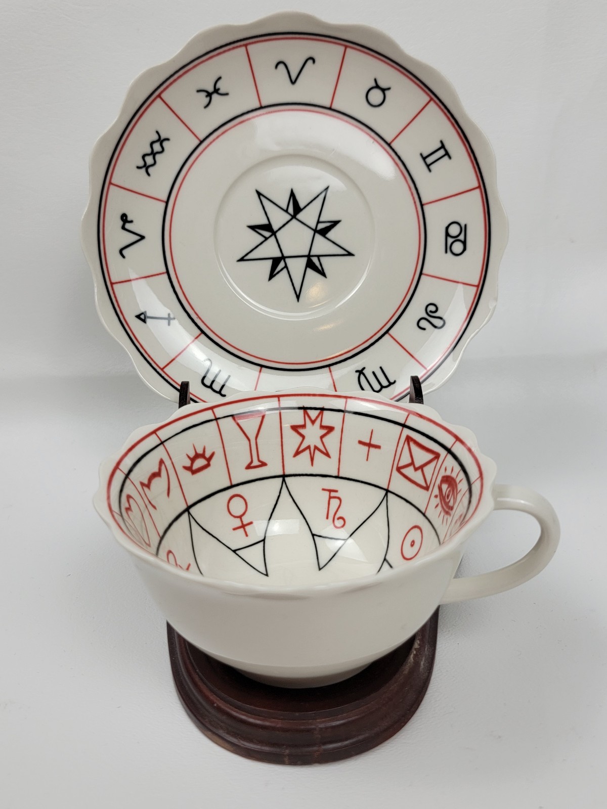 Tea Leaf Reading Cup and Saucer Set Fortune Telling Zodiac