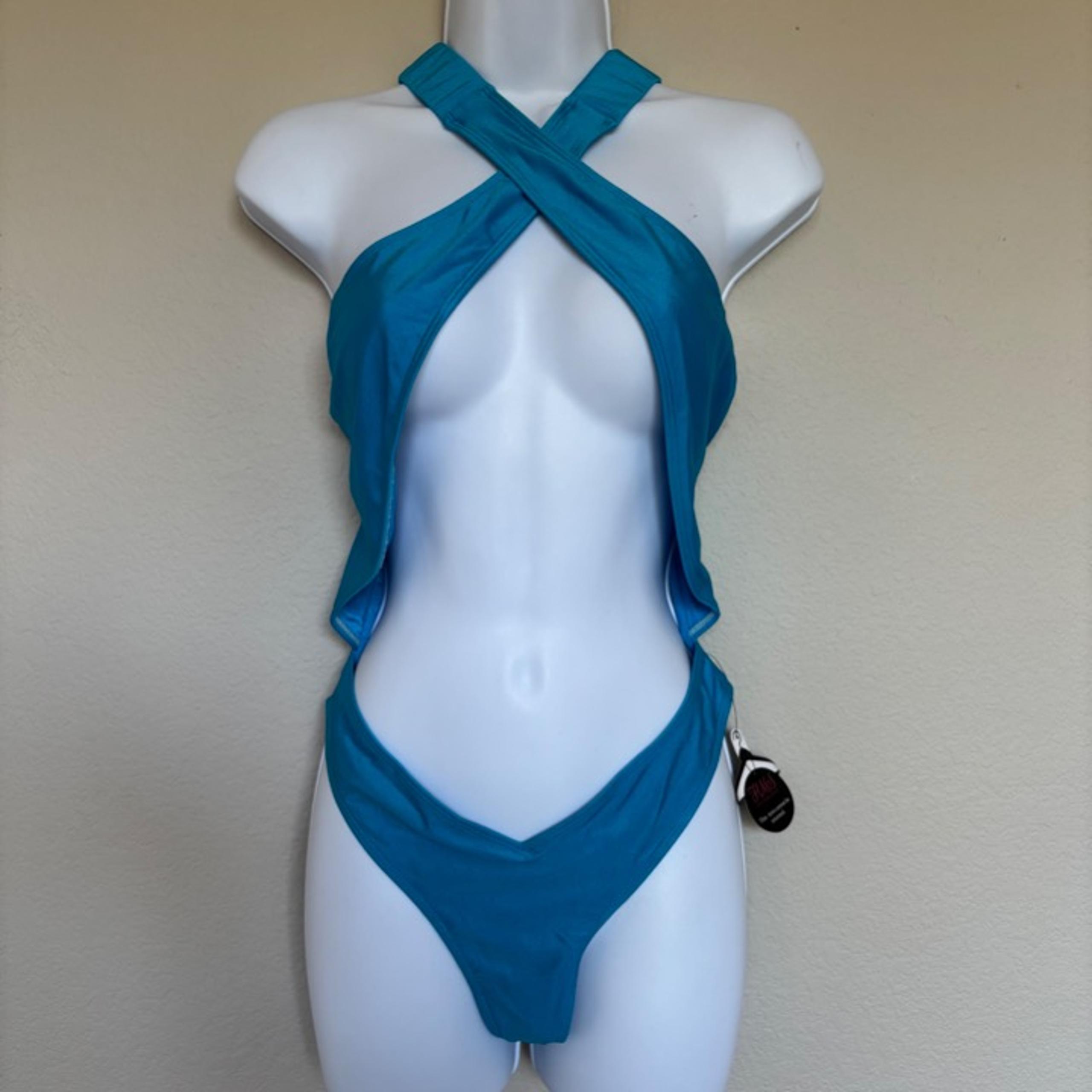 HMS Hot Miami Styles One Piece Swimsuit Monokini Blue Sexy Women's Size M NWT