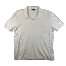 James Perse Women polo white short sleeve collar v-neck 100% cotton sz 2