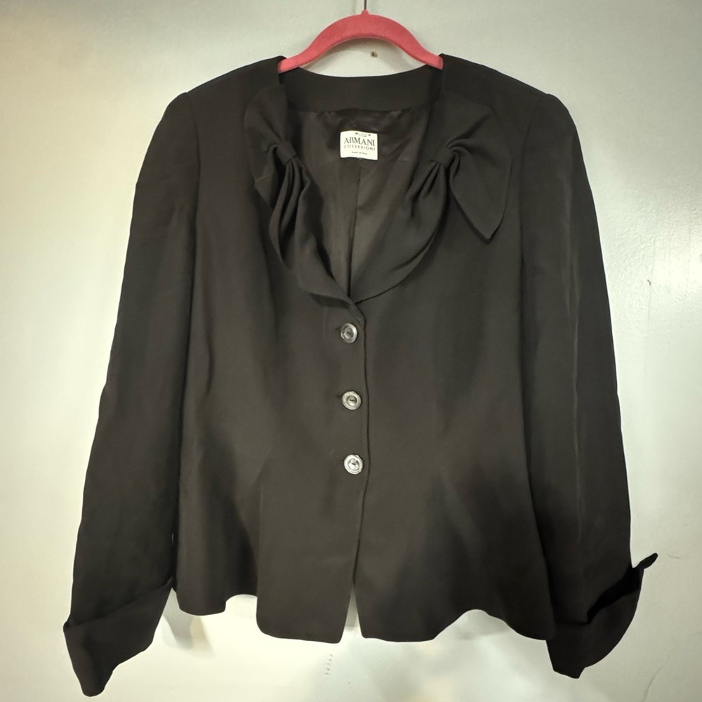 Armani Collezioni Jacket Blazer women's Black Lined Size 48 Women's Jacket