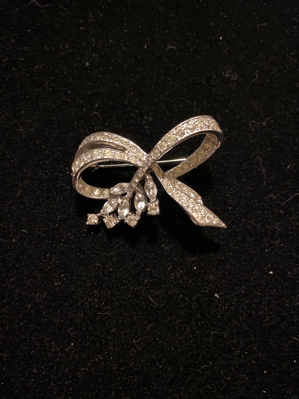 vintage mazer rhinestone bow brooch