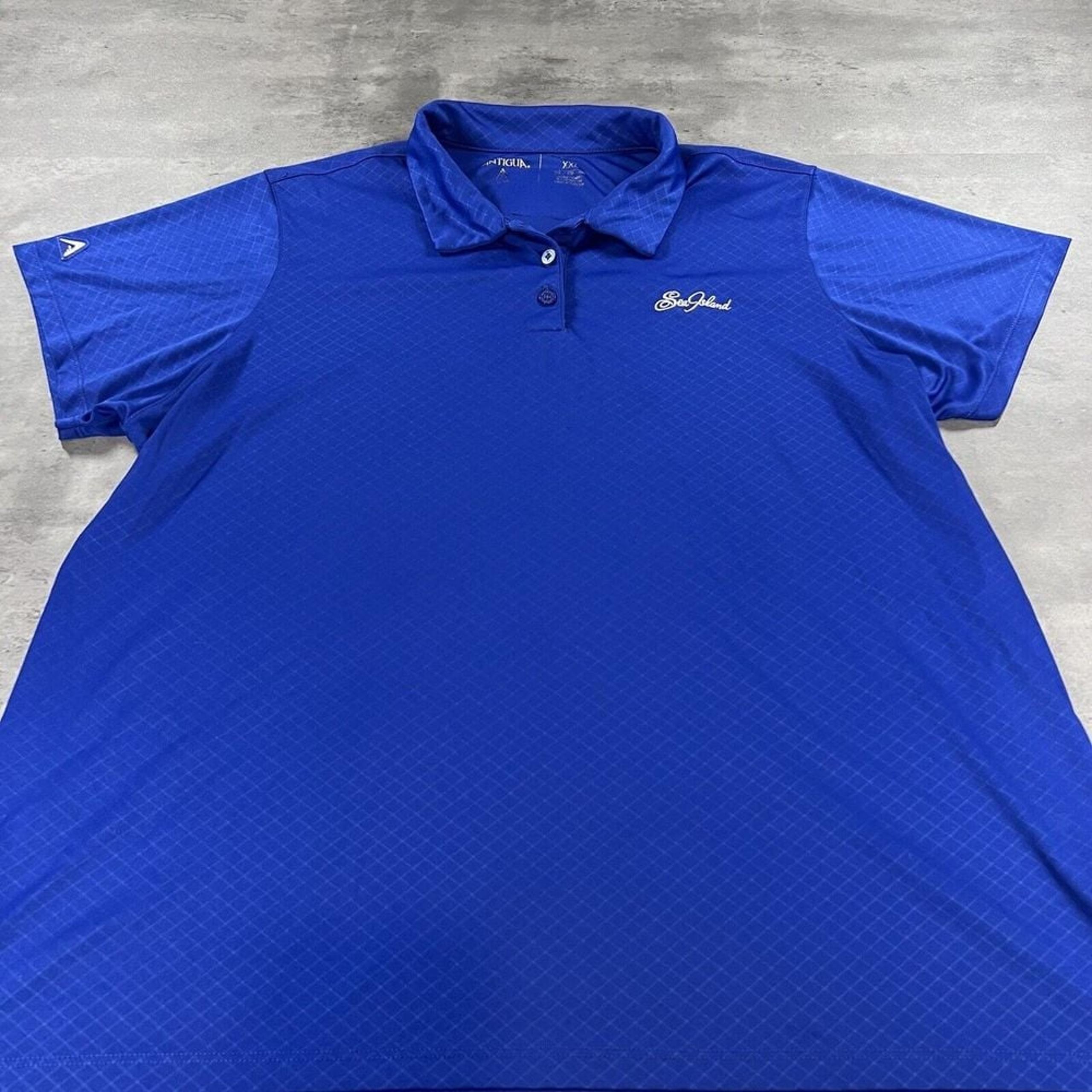 Sea Island Golf Polo Shirt Women 2XL XXL Blue Geometric Embroidered Logo Preppy