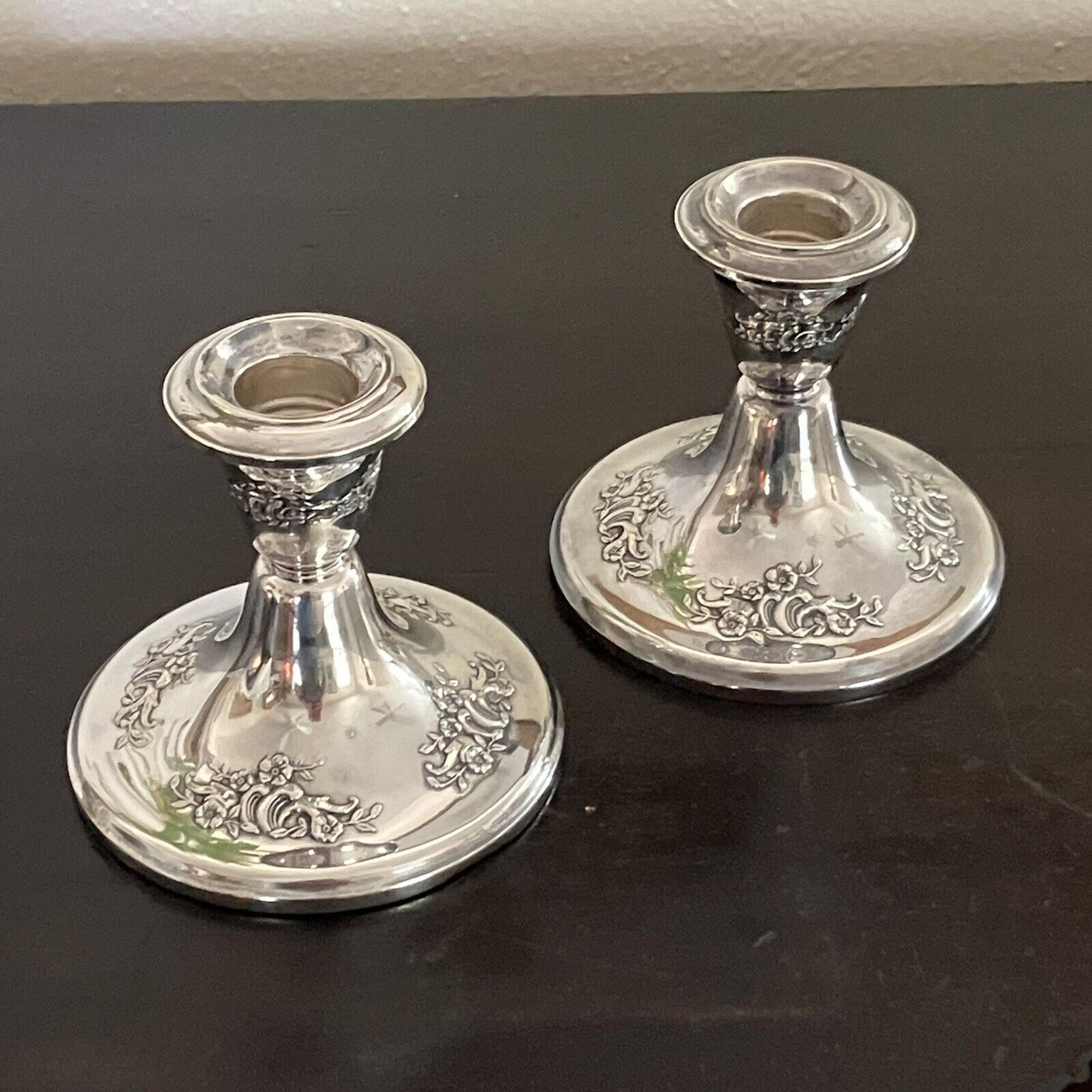 GORHAM STERLING SILVER Vintage Weighted CANDLESTICKS Pair 2 Candle Holders 889