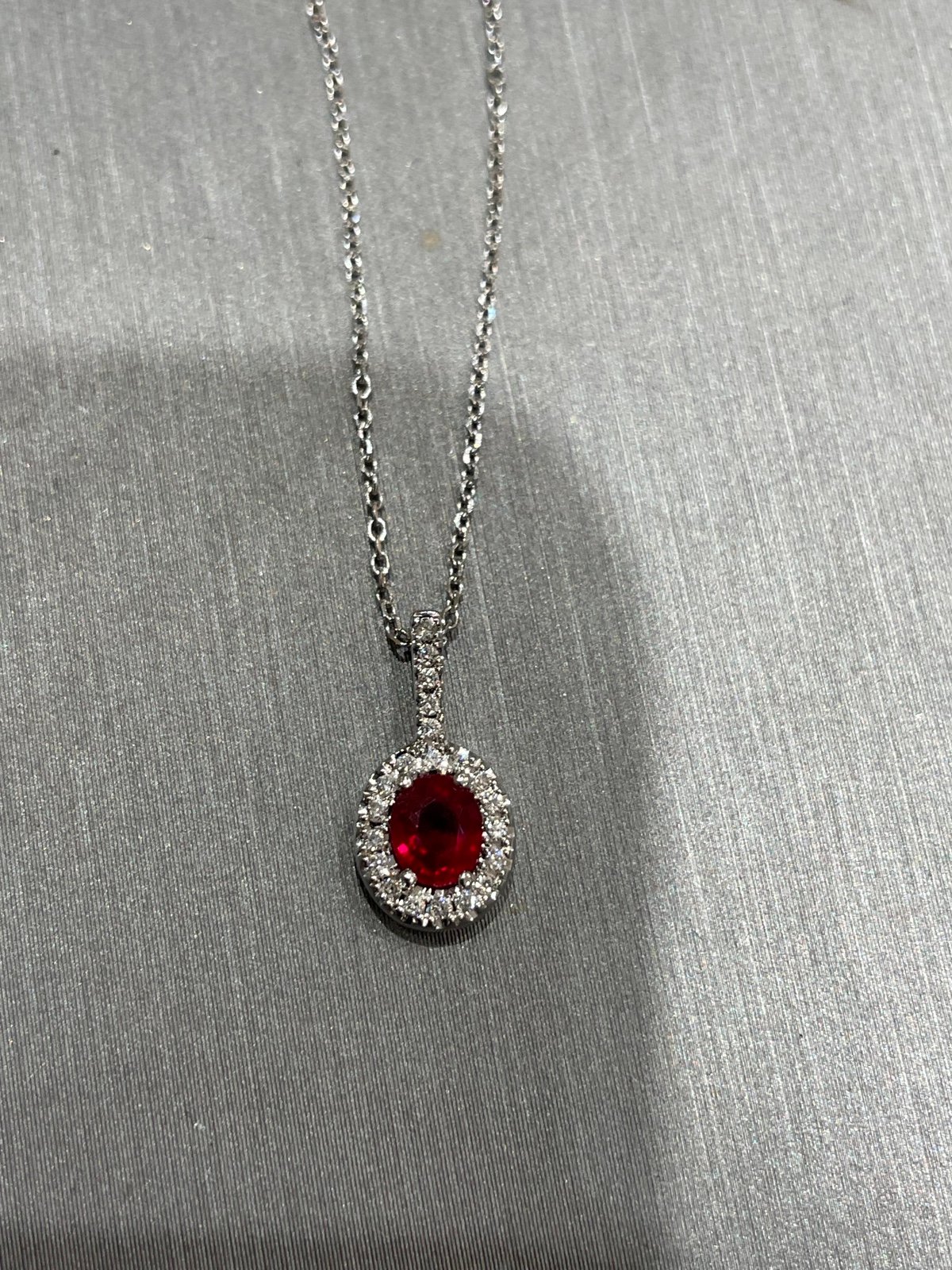 Diamonds and Ruby with white gold necklace