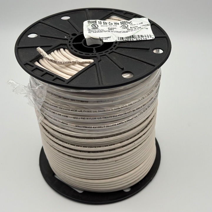 Southwire 500 ft. 10 White Stranded CU THHN Wire 22974057