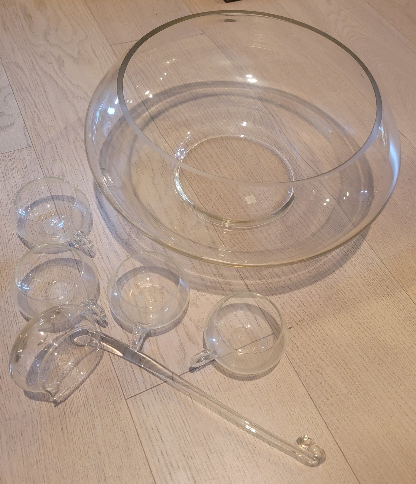 Riekes Crisa Moderno 14 Piece Punch Bowl Set Hand Blown Mid Century Modern