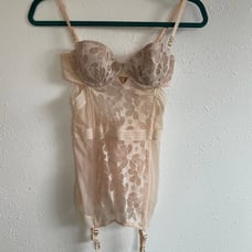 Victoria Secret 34B Flower Corset lingerie with garter straps