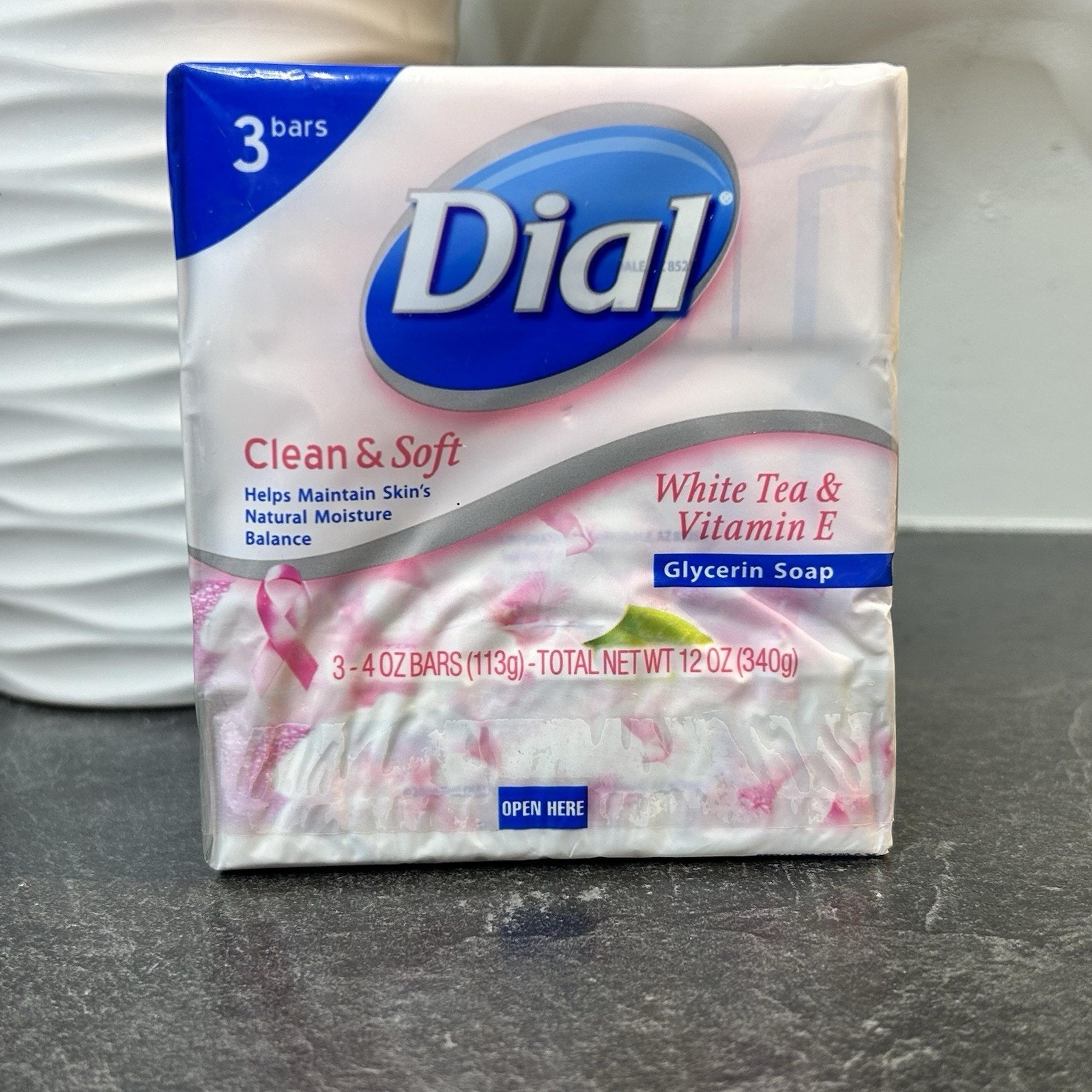 Dial Clean & Soft White Tea & Vitamin E Glycerin Bar Soap 3 Bars- 4 oz Each Disc