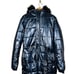 NEW! Snowsuit Hooded Puffer Faux Fur Trim Blue Metallic Ski Outdoor Zip Ankle L