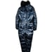 NEW! Snowsuit Hooded Puffer Faux Fur Trim Blue Metallic Ski Outdoor Zip Ankle L
