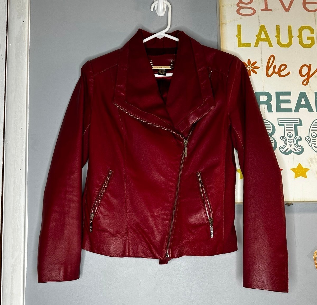 IMAN Genuine Leather Red Jacket