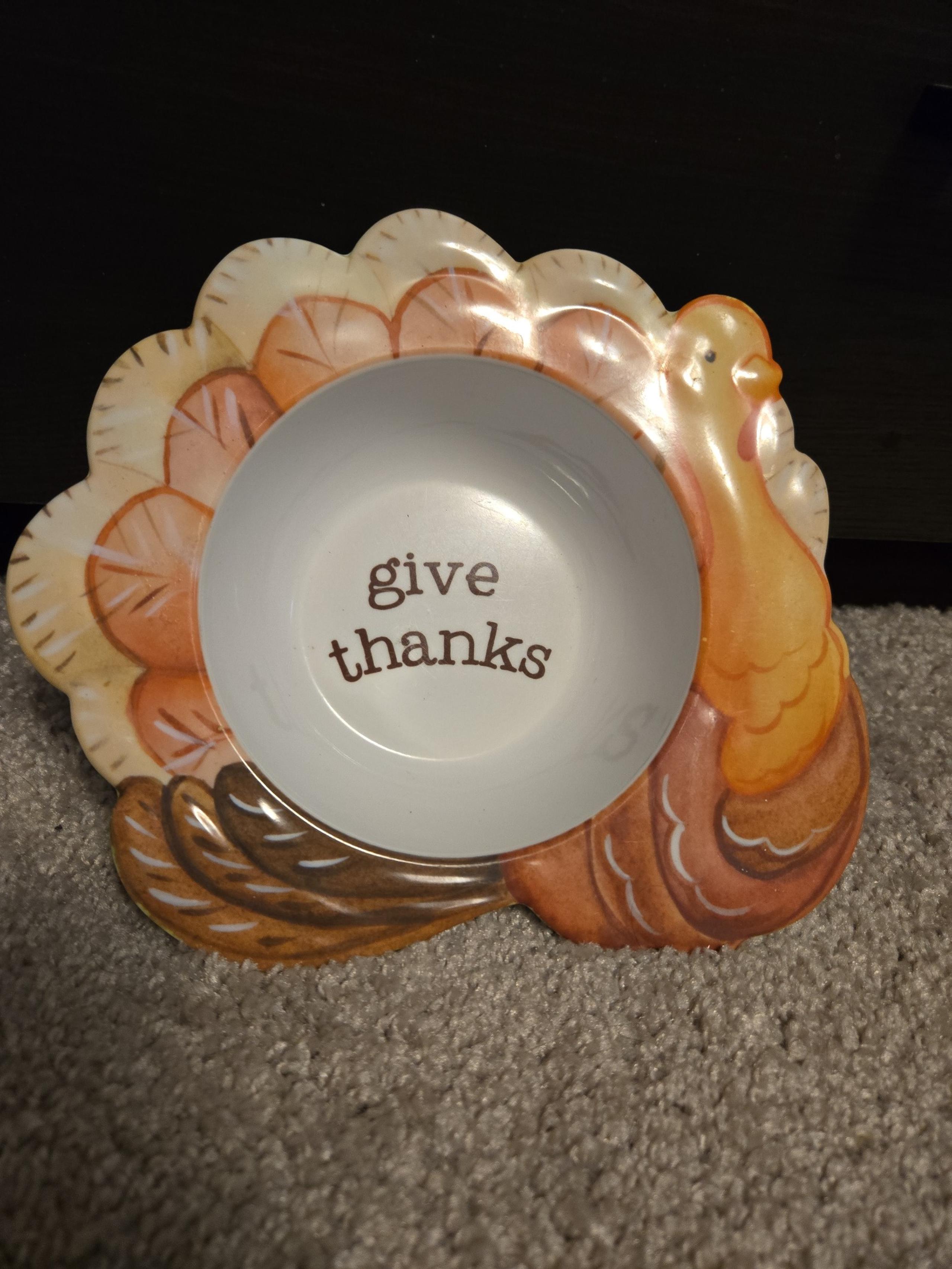 Pottery Barn Kids Give Thanks Thanksgiving Bowl Turkey Melamine
