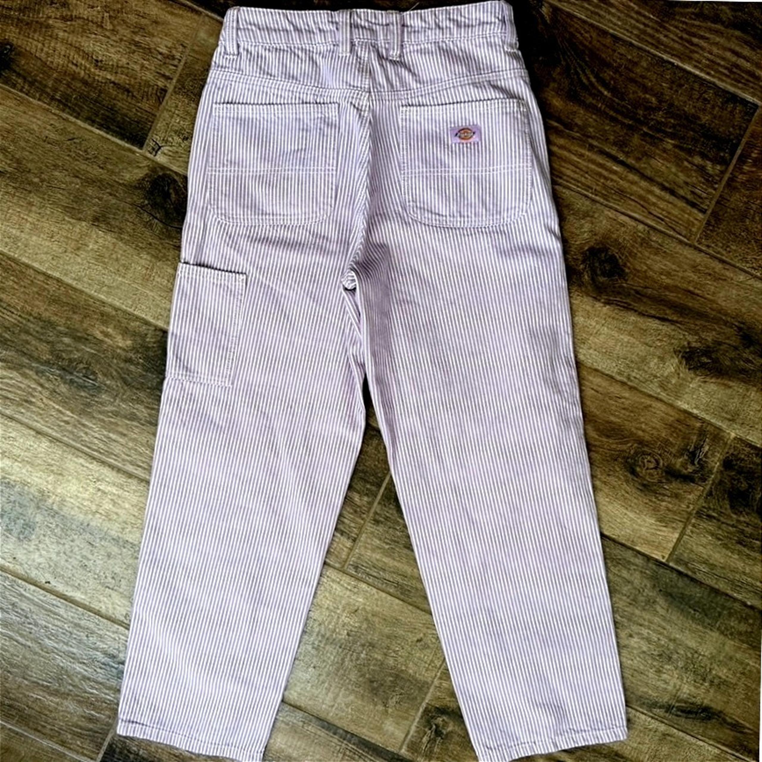 Women's Hickory Striped Carpenter Pants, Purple Rose, 28(NWOT) - Dickies