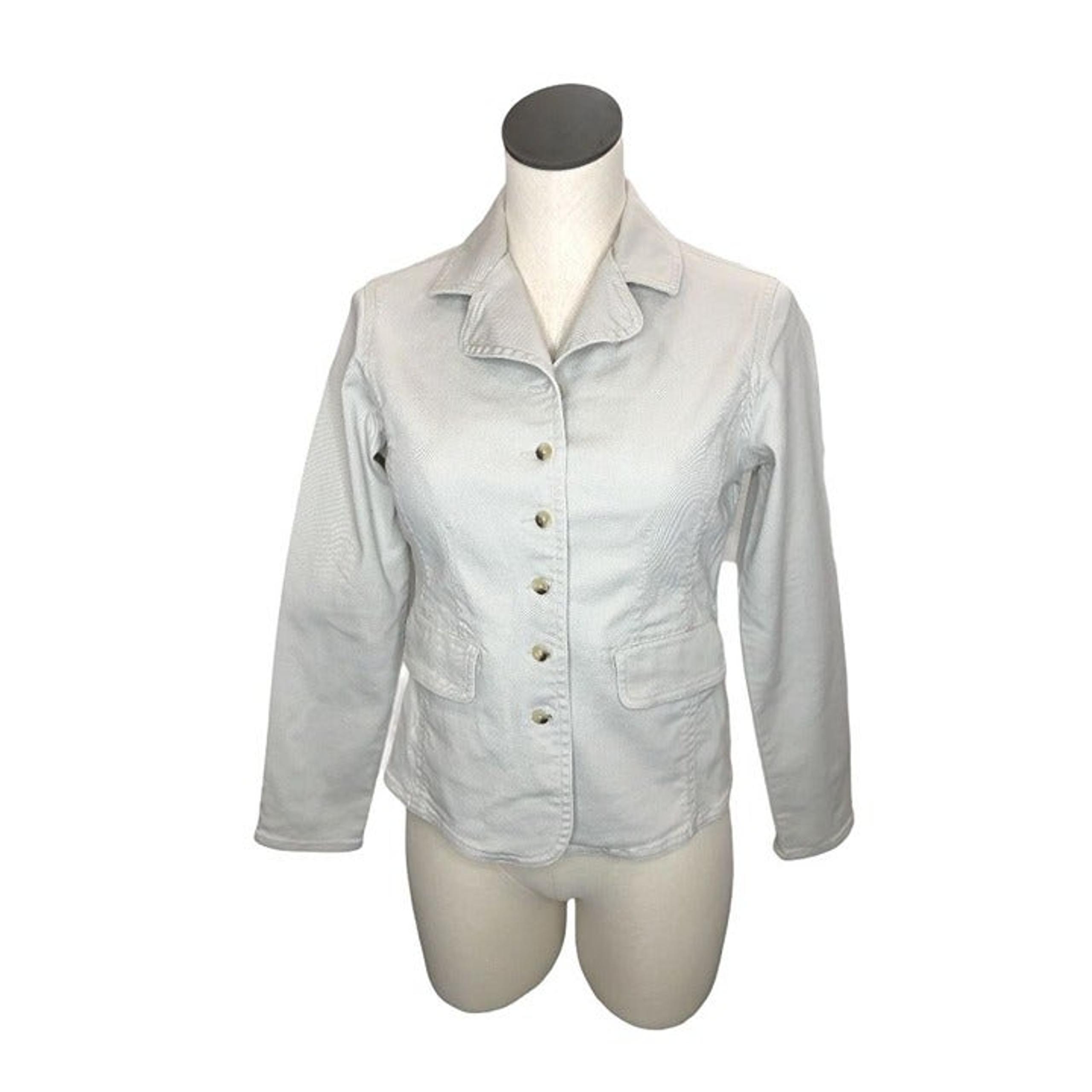 Relativity Womens Jacket Small Petite White Denim Button Up Pockets
