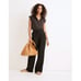 NEW Madewell Linen Blend Pull On High Rise Straight Pants Black Relaxed Medium