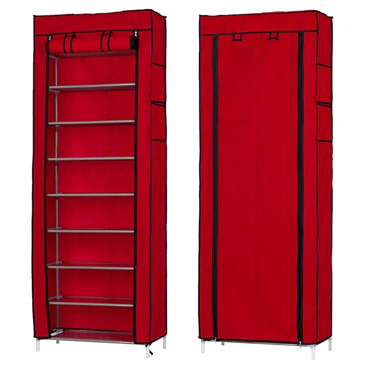 Portable Shoe Rack 9 Shelf Storage Closet Home Organizer Cabinet with Cover