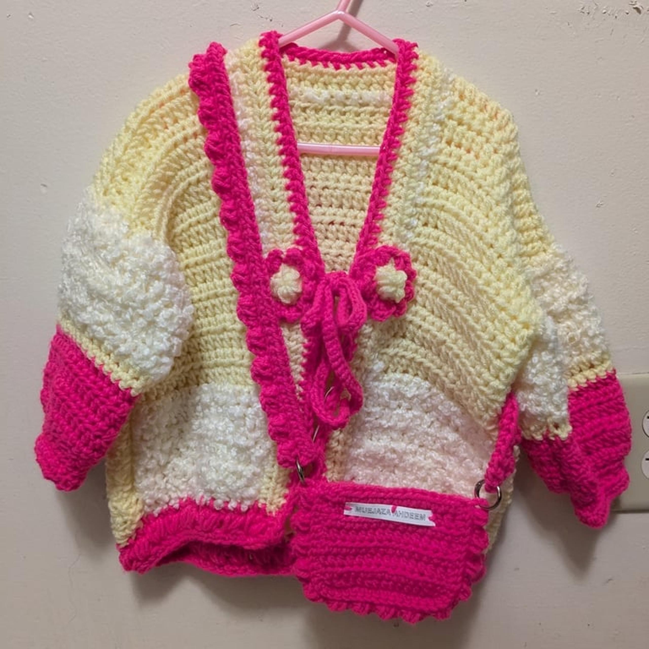 Handmade Crochet Cardigan and Bag Set for Kids