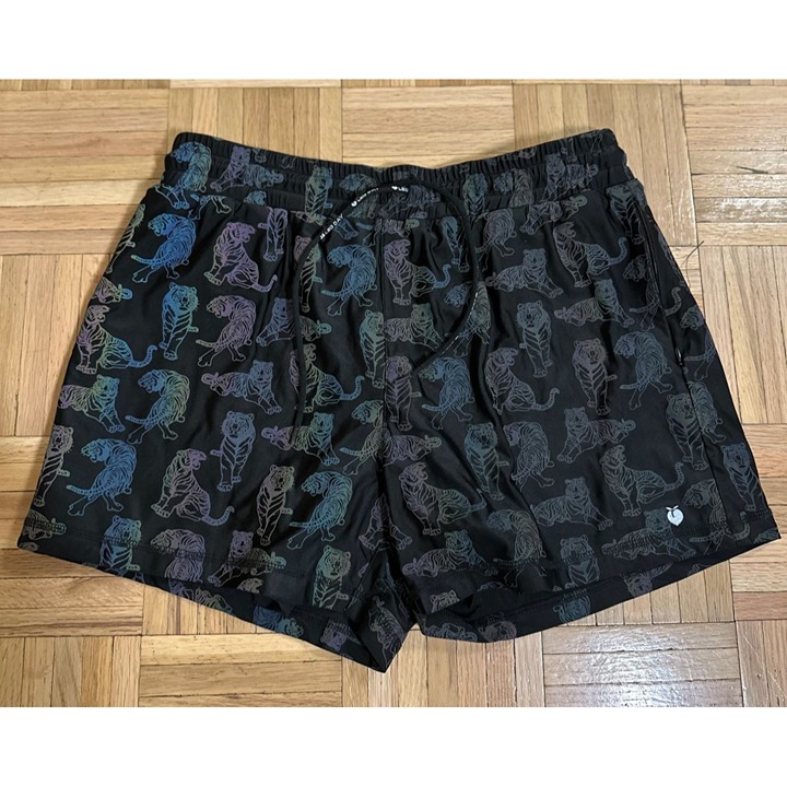 Flexliving Leg Day Athletic Shorts Mens Medium Iridescent Tiger Print Lined Gym