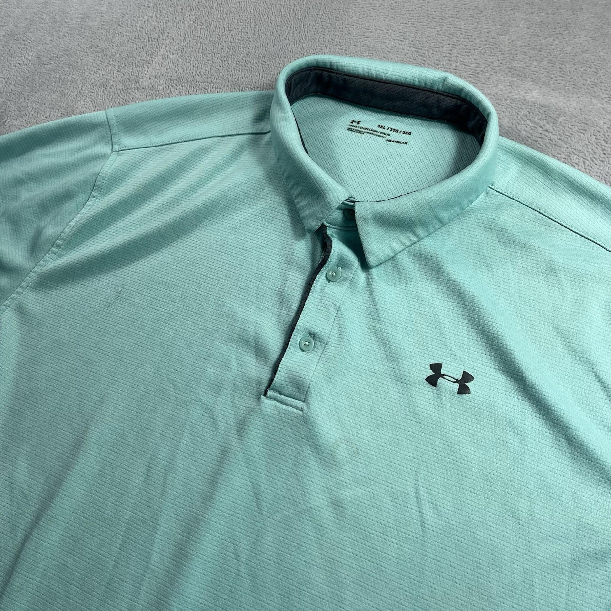 Under Armour Polo Shirt Mens 3XL Green Performance Sport Golf HeatGear