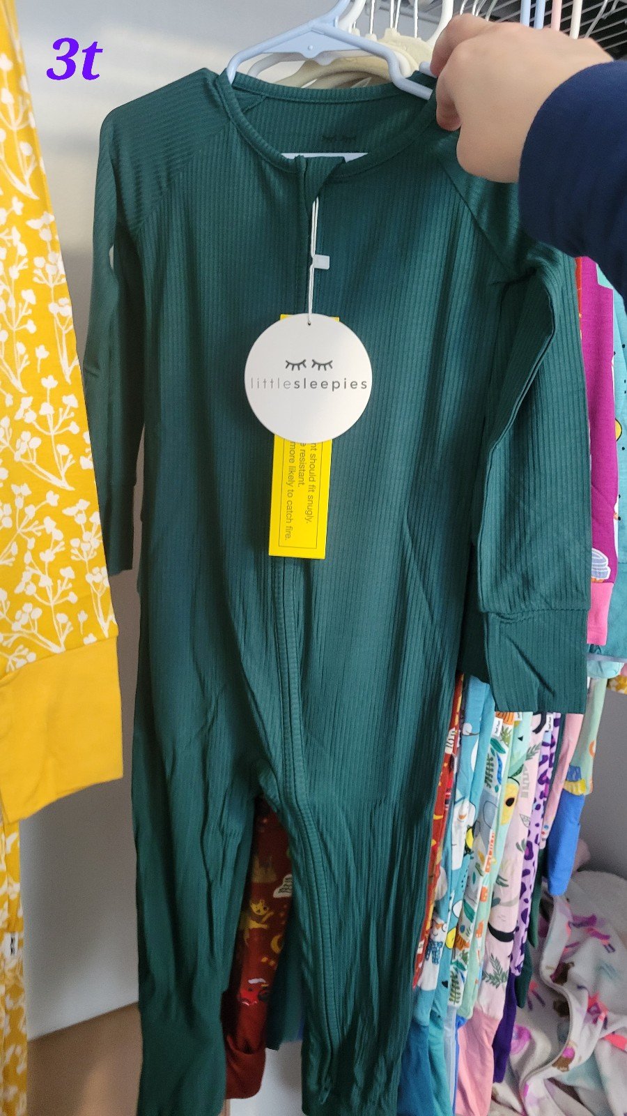 Little sleepies Emerald Ribbed zippy 3t