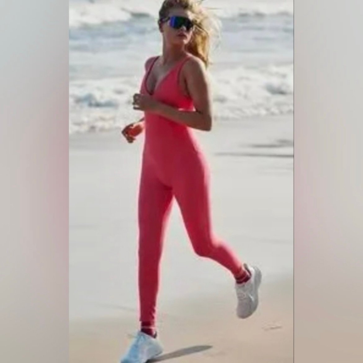 NWT Free People neon coral one piece jumpsuit