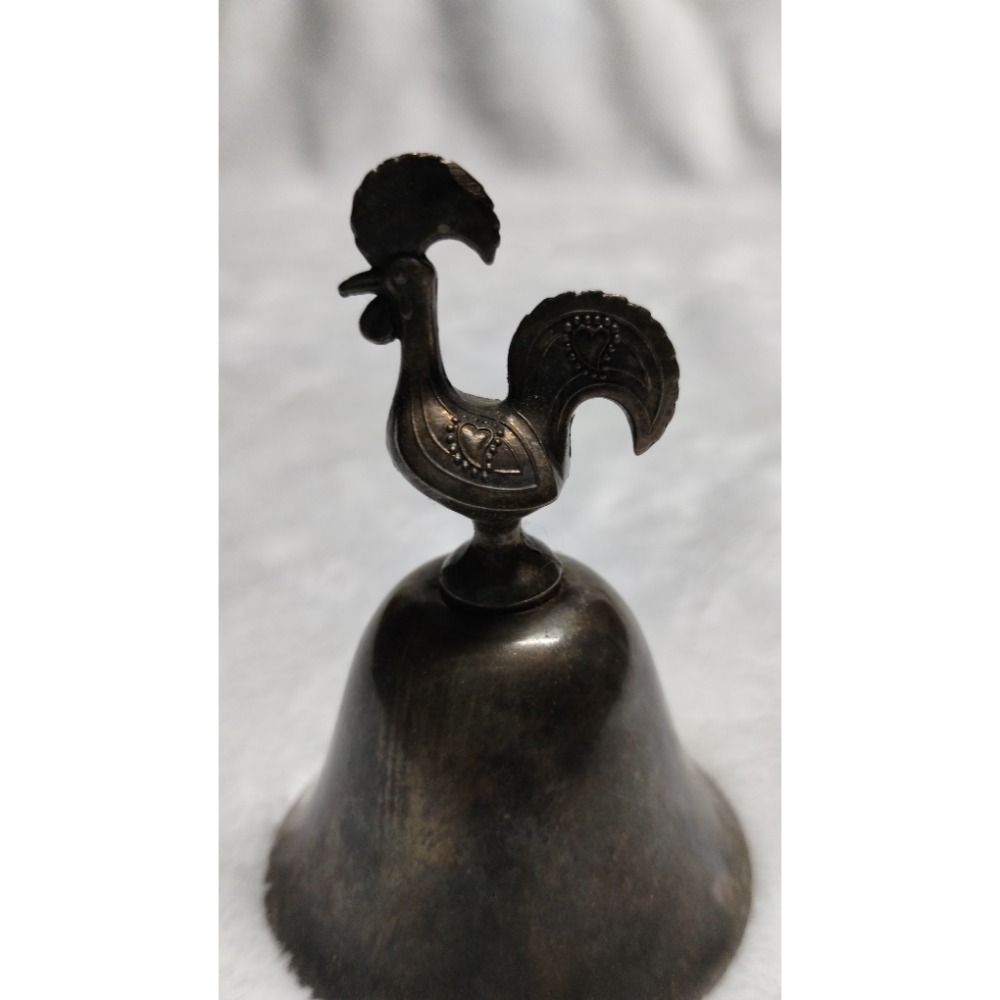 Vintage Rooster Bell Bronze Metal Hand Bell Farmhouse Decor Dinner Bell