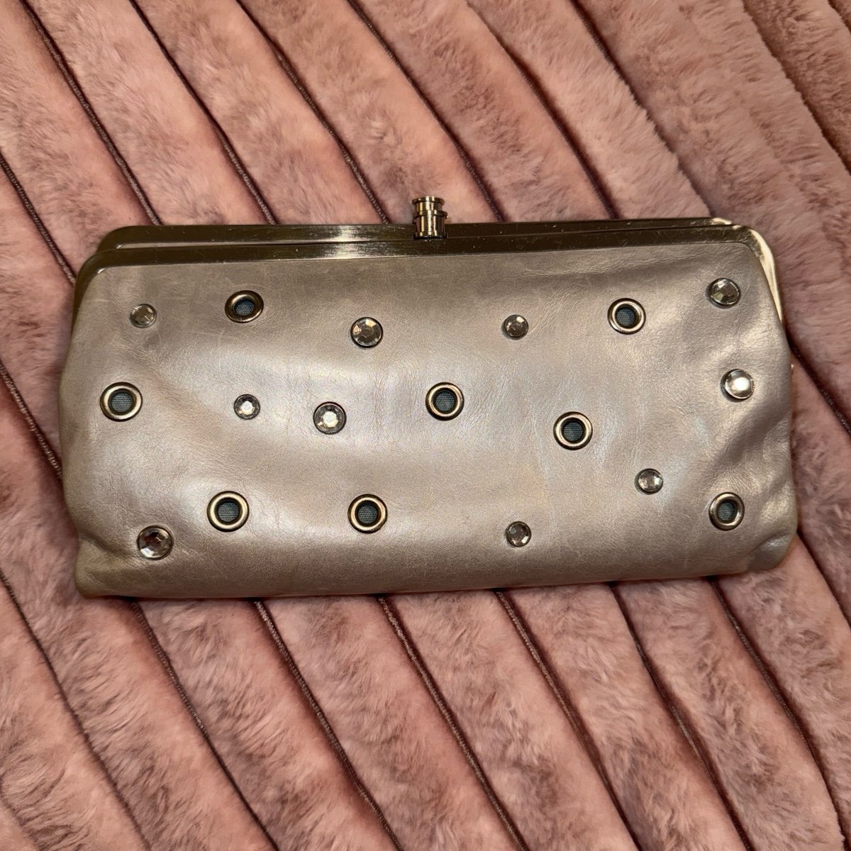 HOBO Metallic StuddedGenuine Leather International Original Lauren Clutch/Wallet