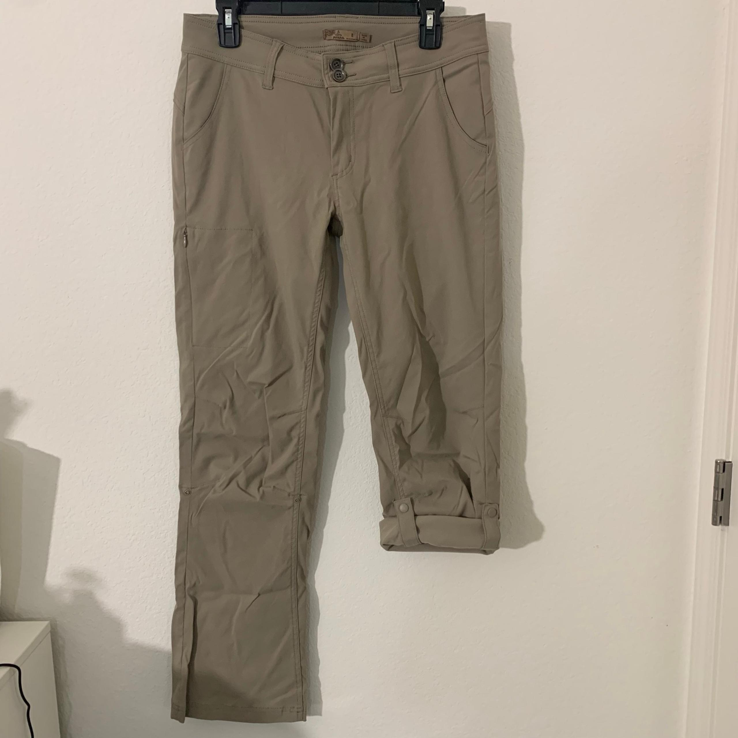 Prana 8 Women’s Halle Nylon Roll Up Pants Khaki Pockets