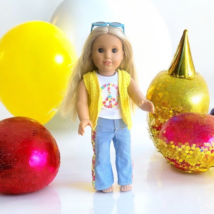 American Girl Doll Julie Albright Meet Peace Hippie Groovy Jeans Outfit Doll