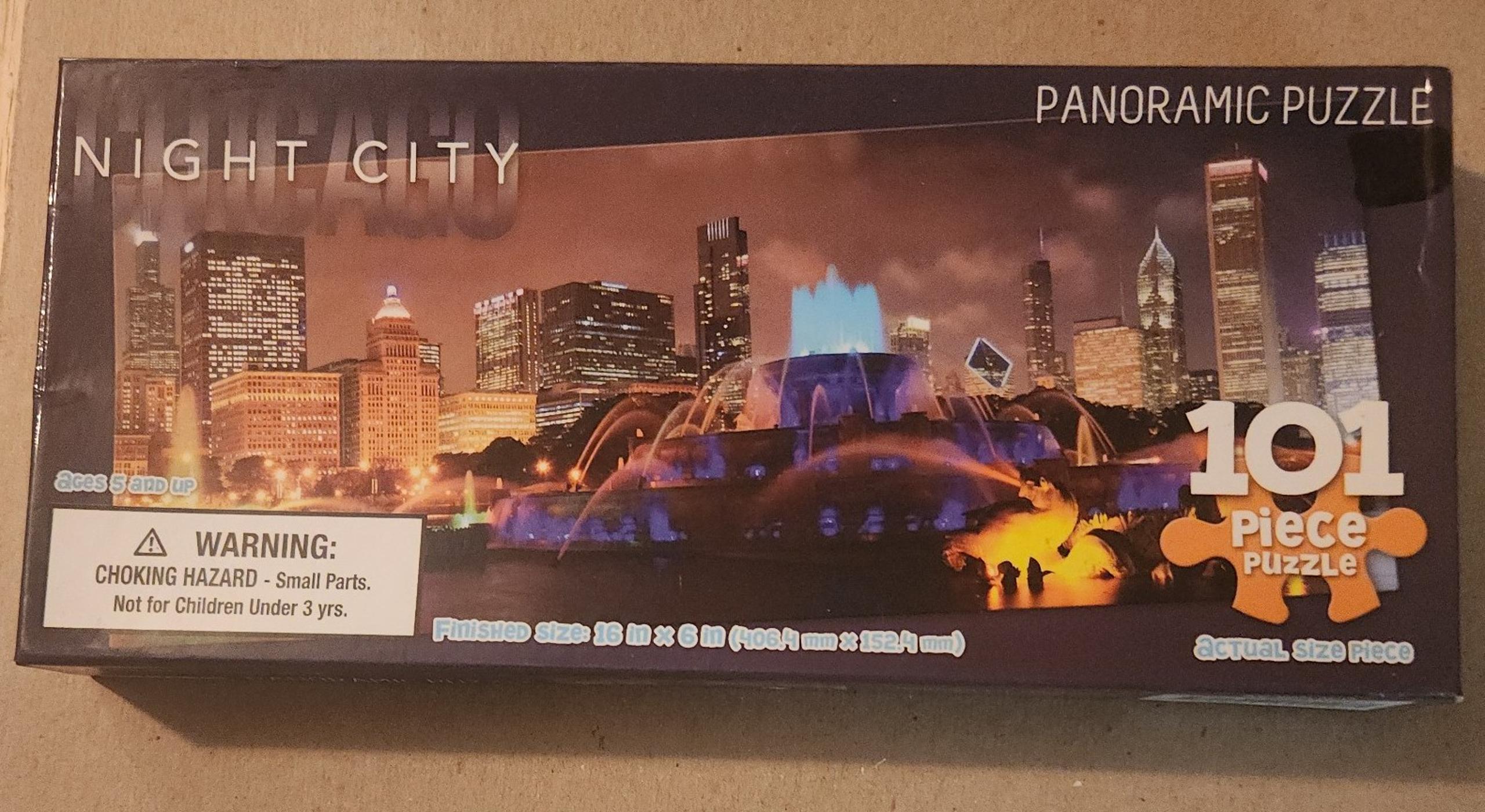 Chicago Night City Panoramic Jigsaw Puzzle