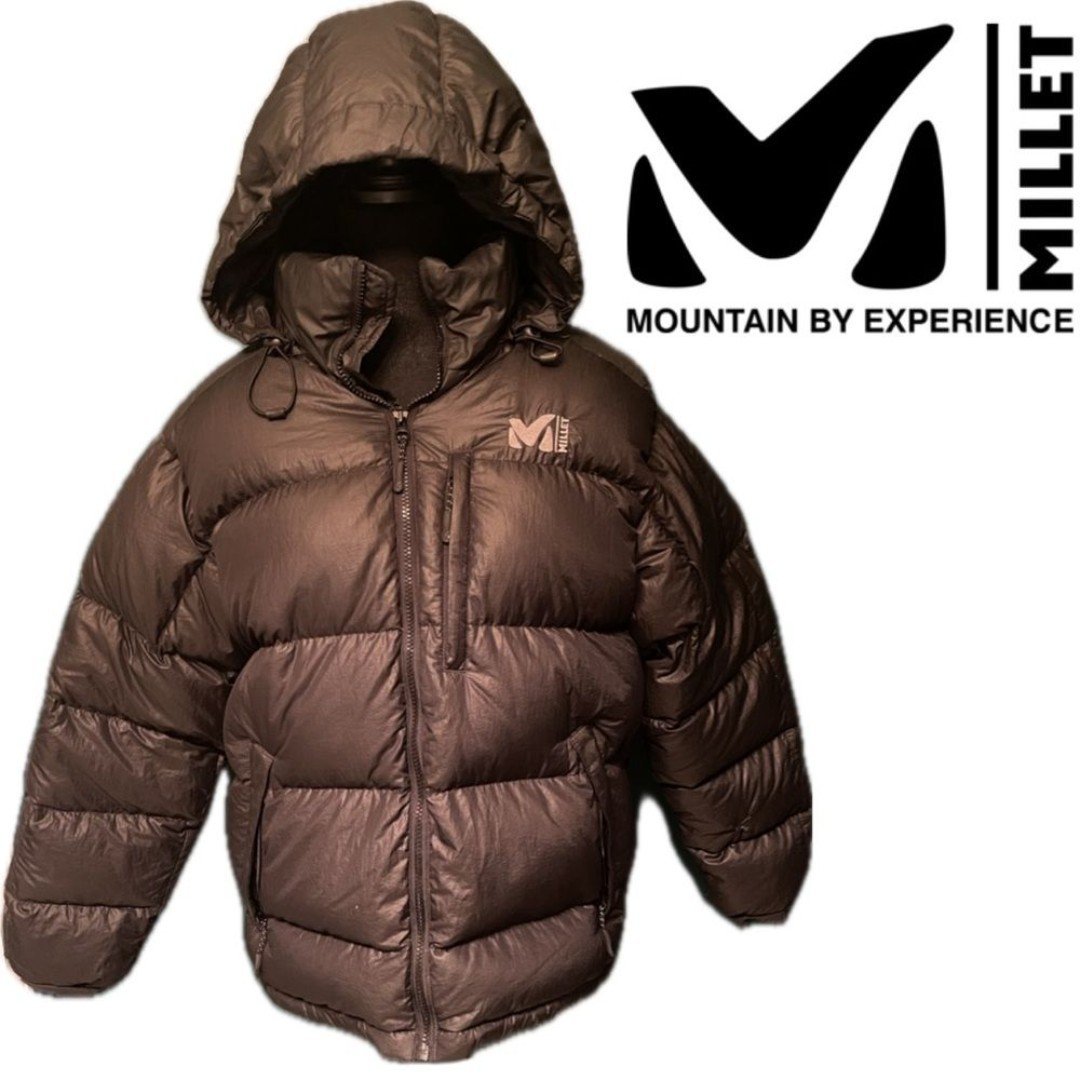 Vintage Black Millet Down Puffer Compressible Lightweight Winter Hooded Jacket M
