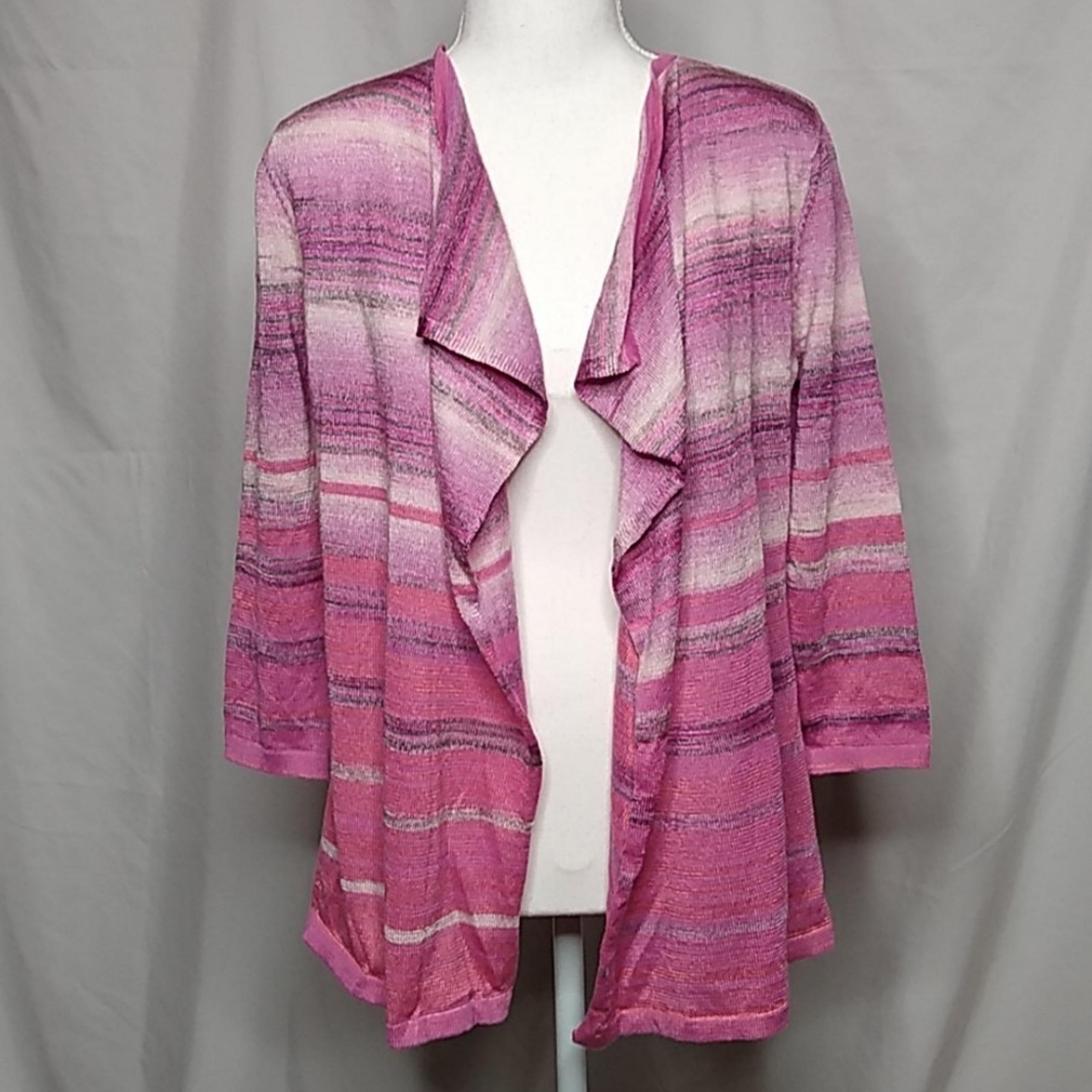 Womens Sweater Open Front Waterfall Cardigan Pink Small New - dressbarn