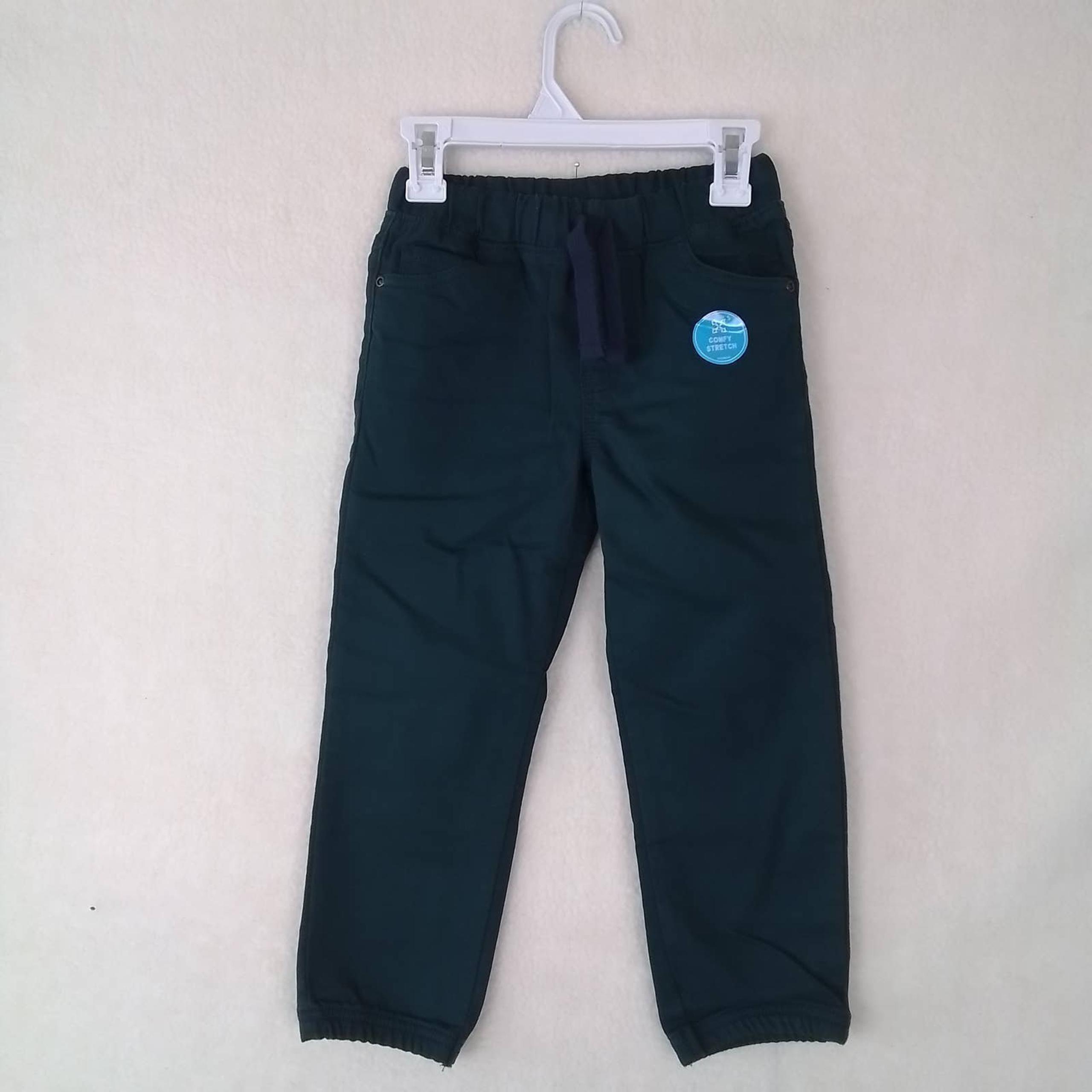 Carter's Kid Cotton Blend Joggers Boy's Size 4 in Dark Green w/ Terry Lining