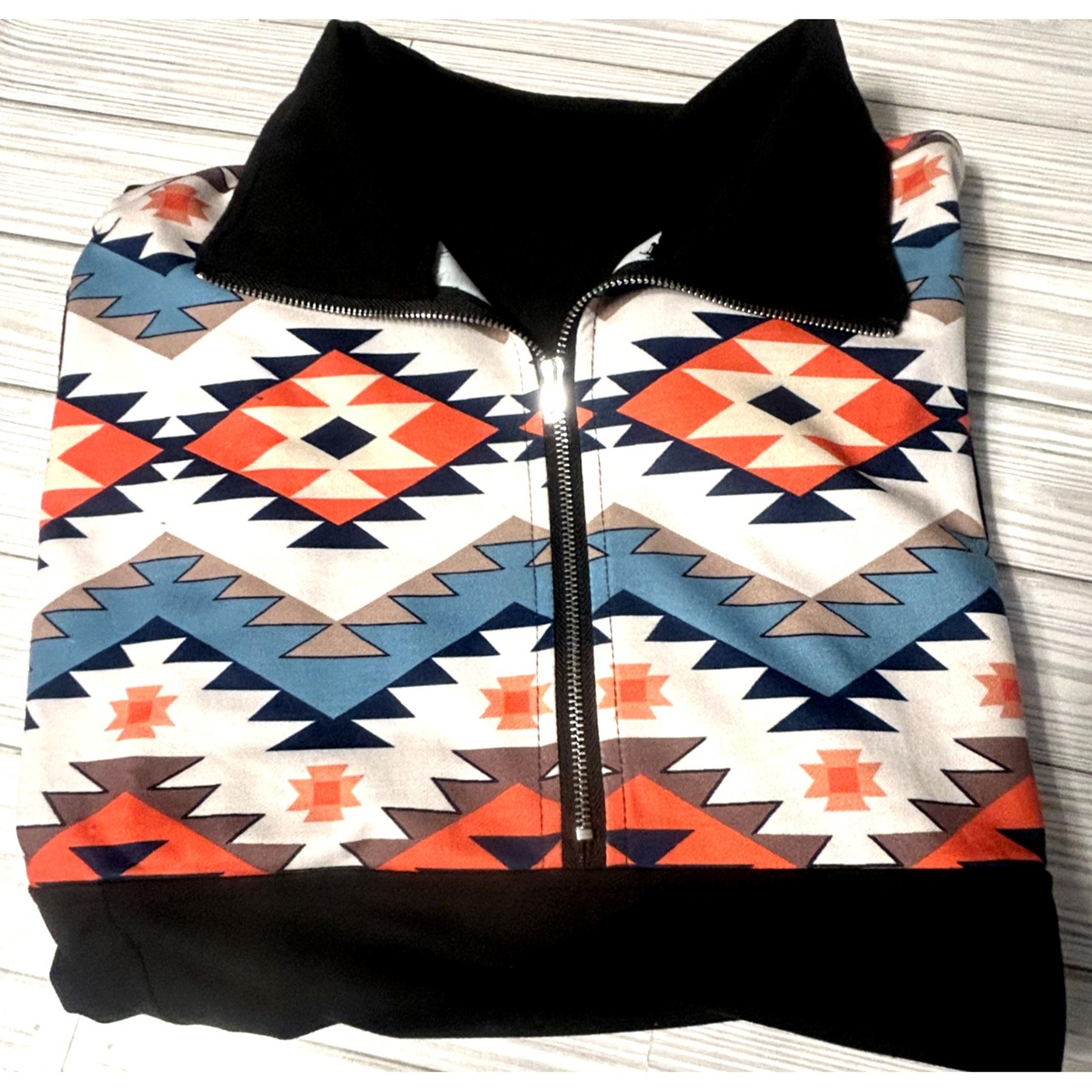 Aztec Southwest Pullover 1/4 Zip Black Women's Size Large
