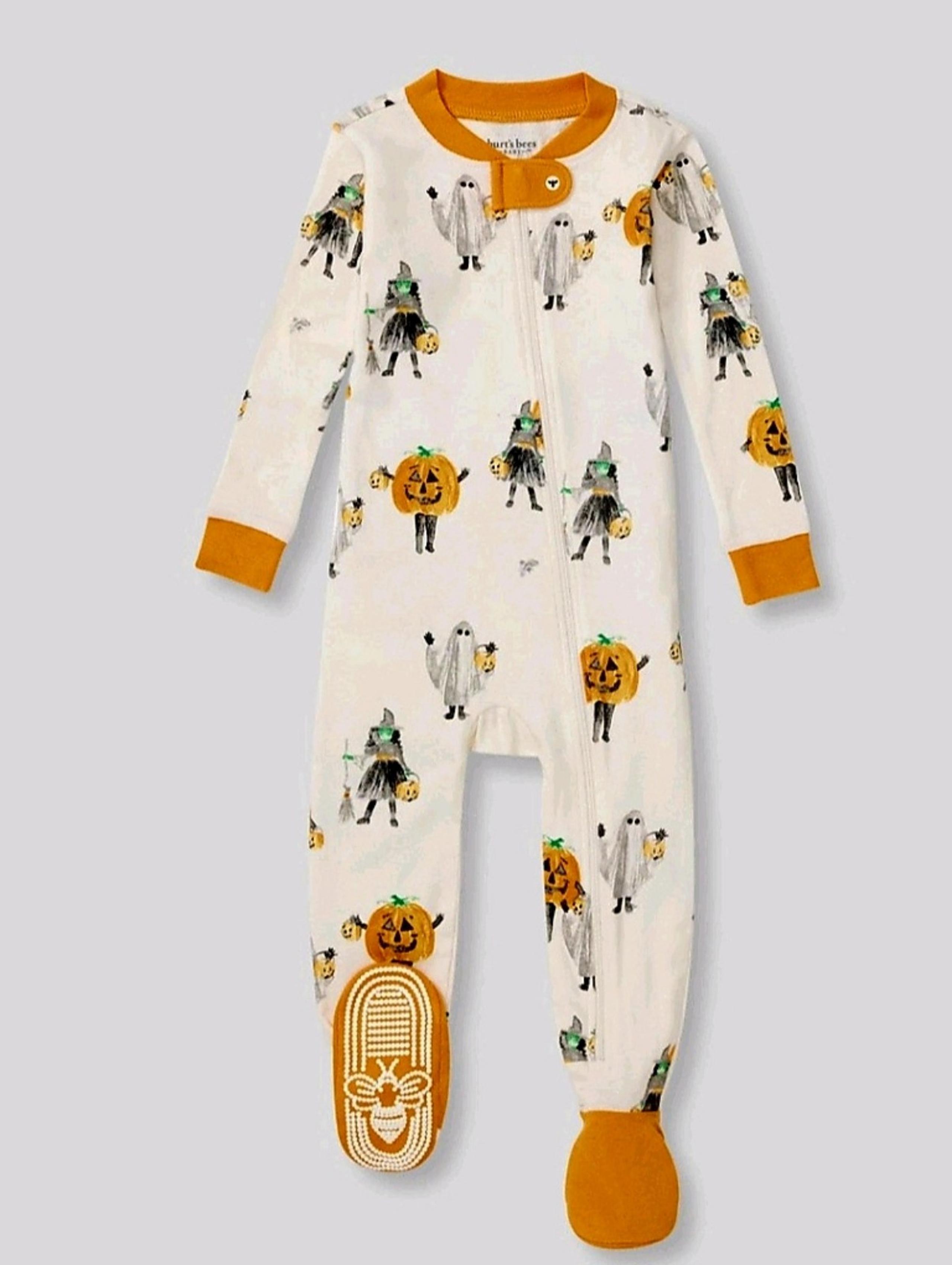 NWT Burt's Bees Baby boy / girl Snug Fit Halloween Footed Pajama, size 3/6 mnth
