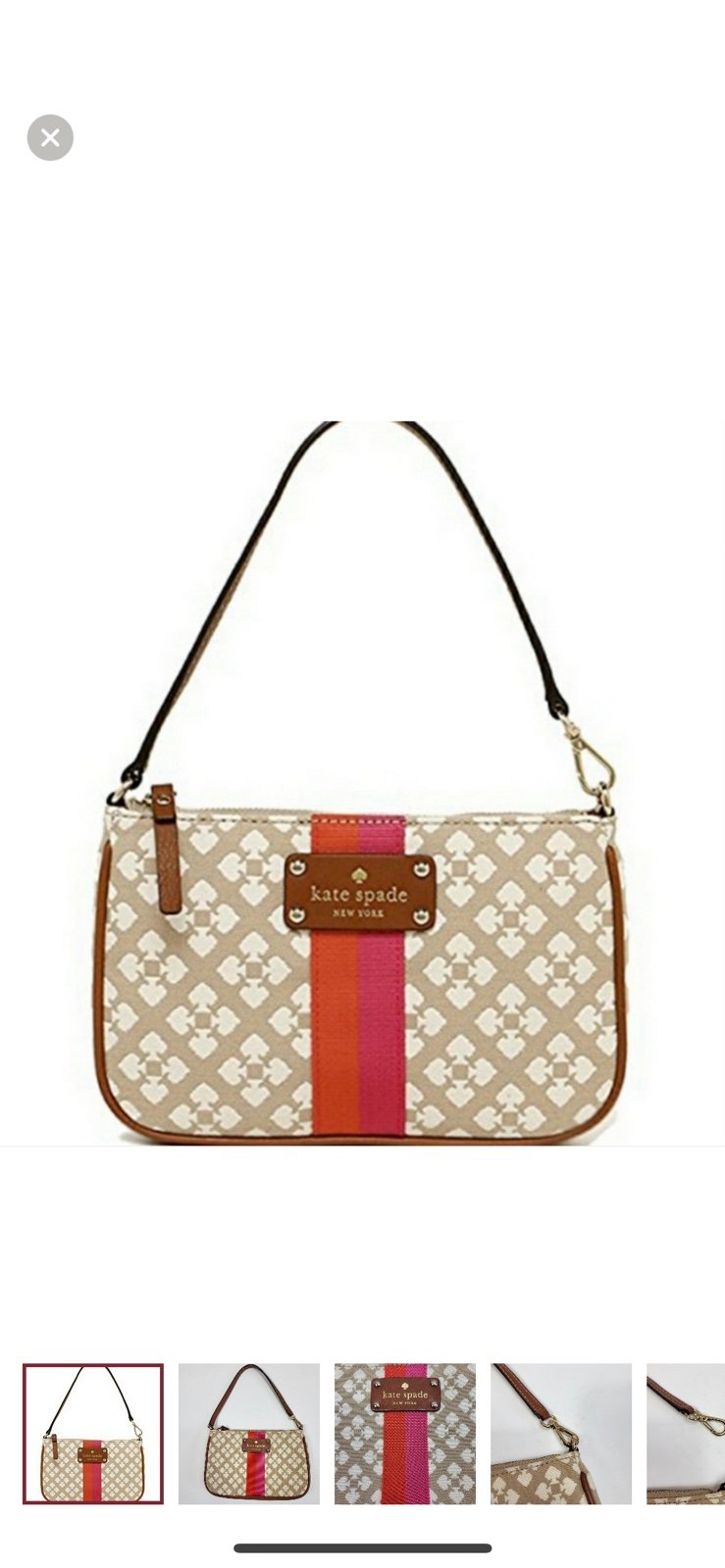 Kate Spade Classic Monogram Linet Wristlet Stucco Clutch Purse