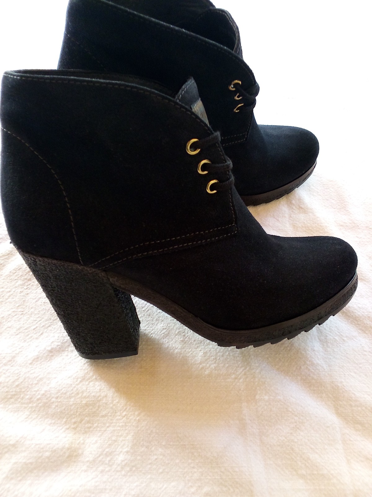 Prada Sport Desert Suede High Heel Lace-Up Ankle Boots (Size 37