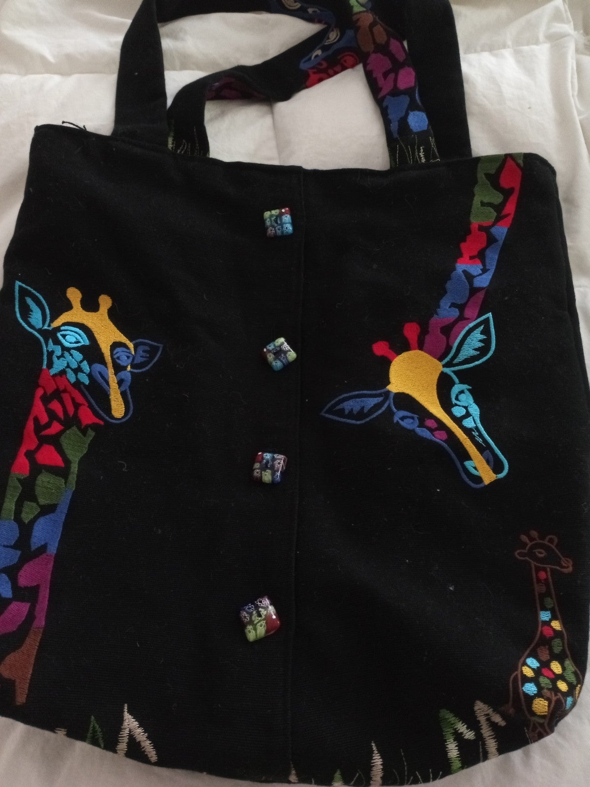 Medium Handmade black giraffe bag tote