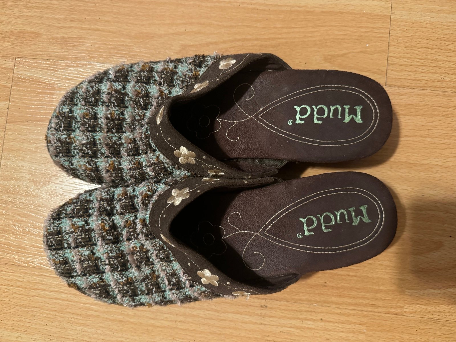 Y2K mudd platform chunky tweed mules/clogs
