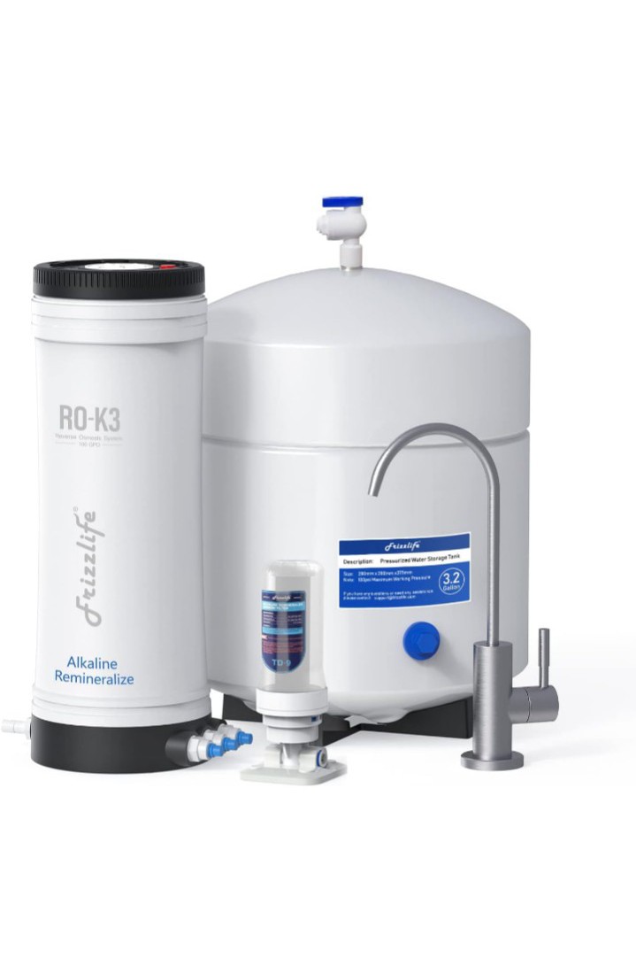 Frizzlife ROK3-A Reverse Osmosis Water Filter System, No Power Required - Alkali
