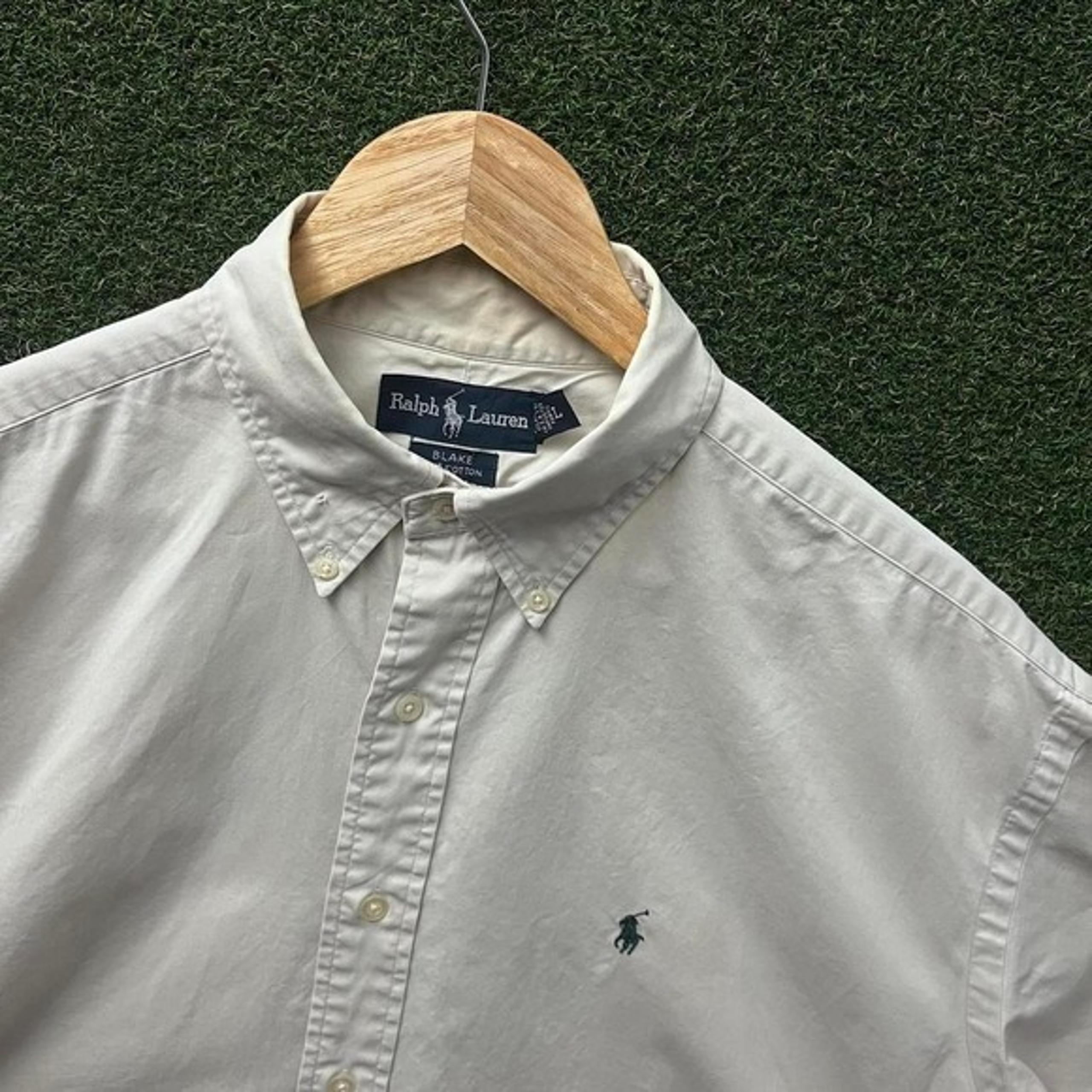 Vintage 90s Polo Ralph Lauren Blake Cream Button Down Short Sleeve Shirt