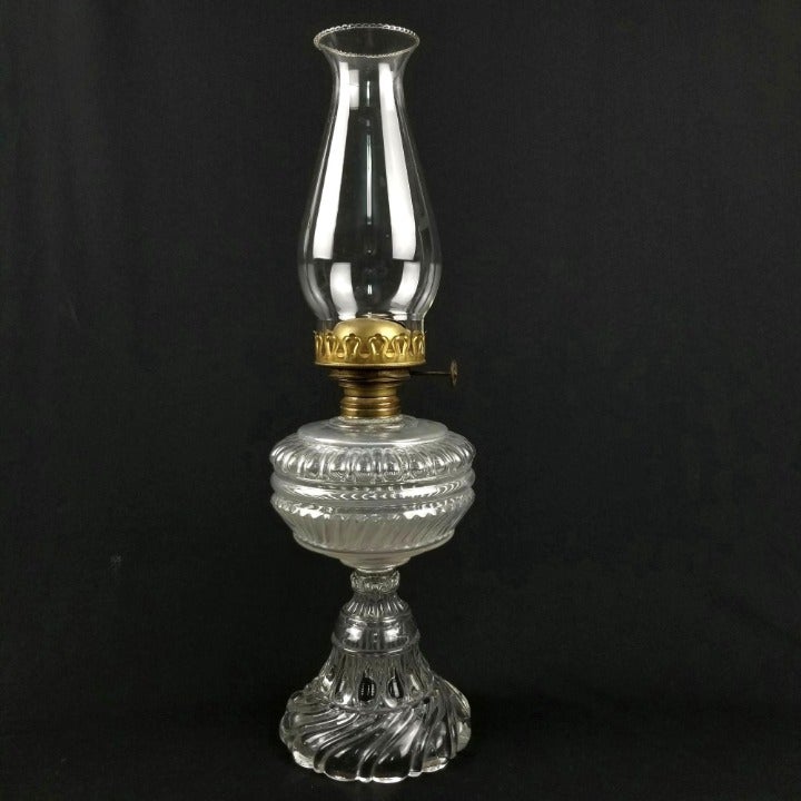 Clear Glass Oil Kerosene Lamp 3 Chimney Tear Drop Swoop Style Design