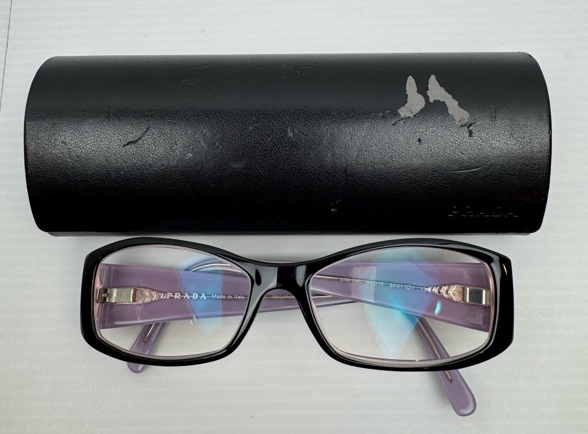 PRADA VPR 13F 3AX-1O1 Square Black Violet Eyeglasses Optical Frame 54-15-135