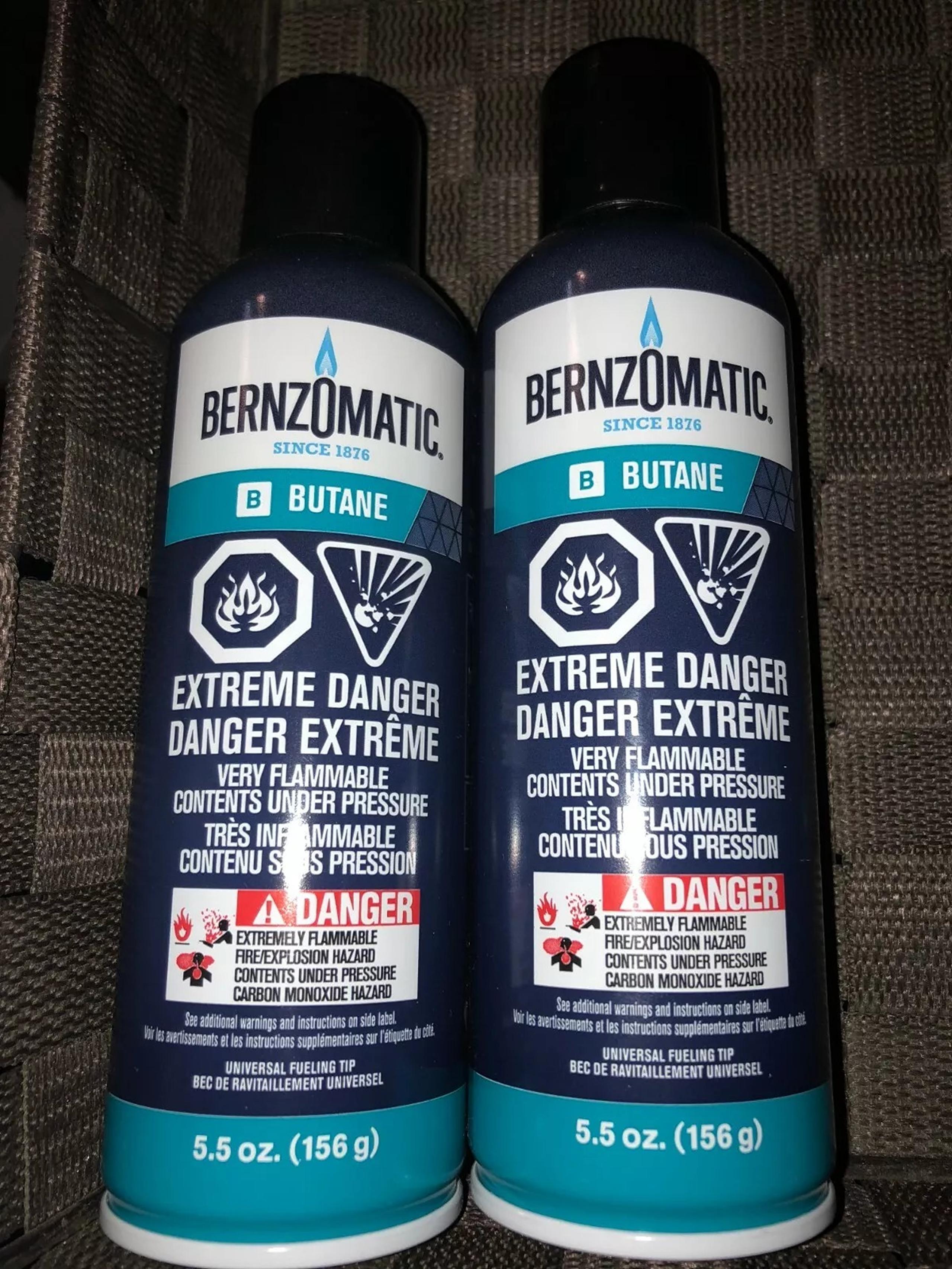 2 BUTANE Fuel REFILL Cylinder Can for Refillable Torch Lighter BernzOmatic BF55